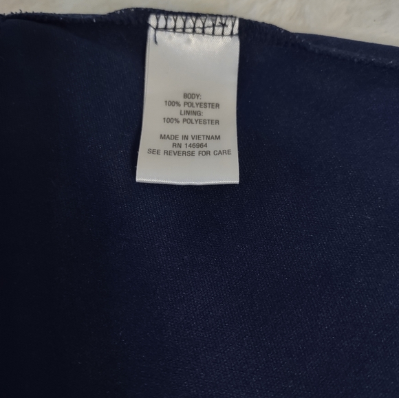 Bethany Size 10 Dress Geometric Layered Sleeveless Shift Navy Blue Tan Dress - Picture 5 of 11